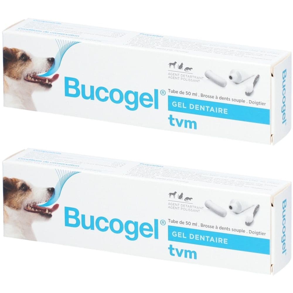 BUCOGEL - Gel dentifrice fluoré à la chlorhexidine pour chien et chat.  - tube 50 ml x2