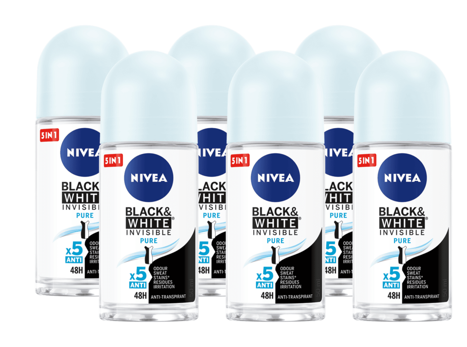 Nivea Black & White Invisible Pure Roll-on Voordeelverpakking