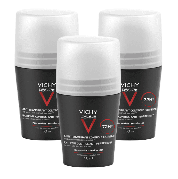 Vichy Homme Deodorant Anti-Perspirant Tegen Vlekken 48u Roll-On Duo 2x50ml