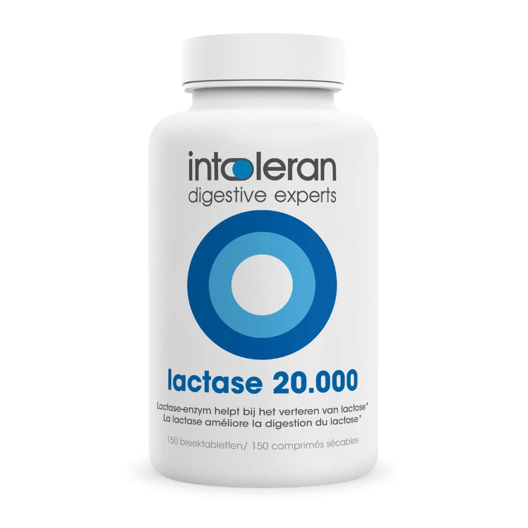 Lactase 20.000 - 150 Breektabletten | Lactose Intolerantie | Hoogst gedoseerd | Bevat Lactase dat helpt bij het verteren van Lactose | Puur & vegan