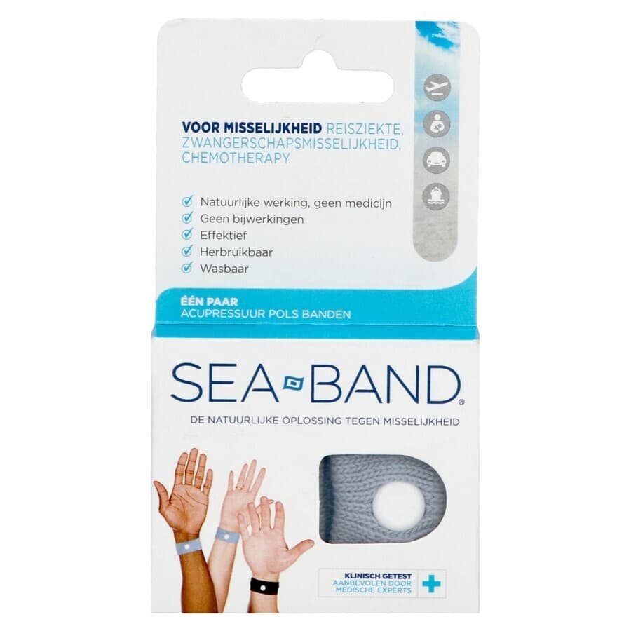 Sea Band Volwassenen Anti-misselijkheid Armband Grijs 2 Stuks