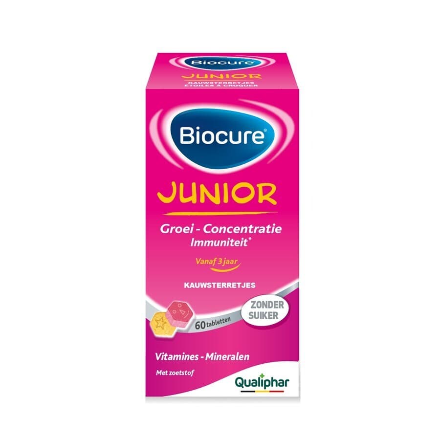 Biocure Junior 60 Kauwsterretjes | Vitamines Voor Groei, Concentratie En Immuniteit