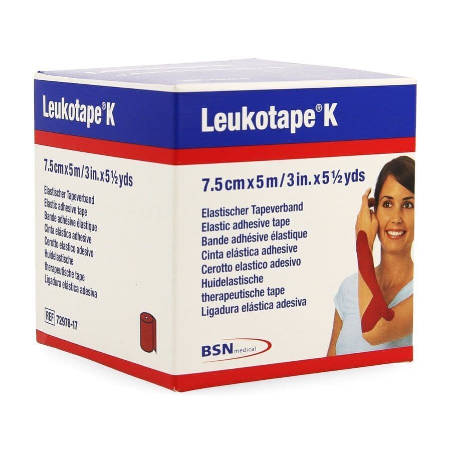 Leukotape K Kleefwindel Elast Rood 7,5cmx5m 1