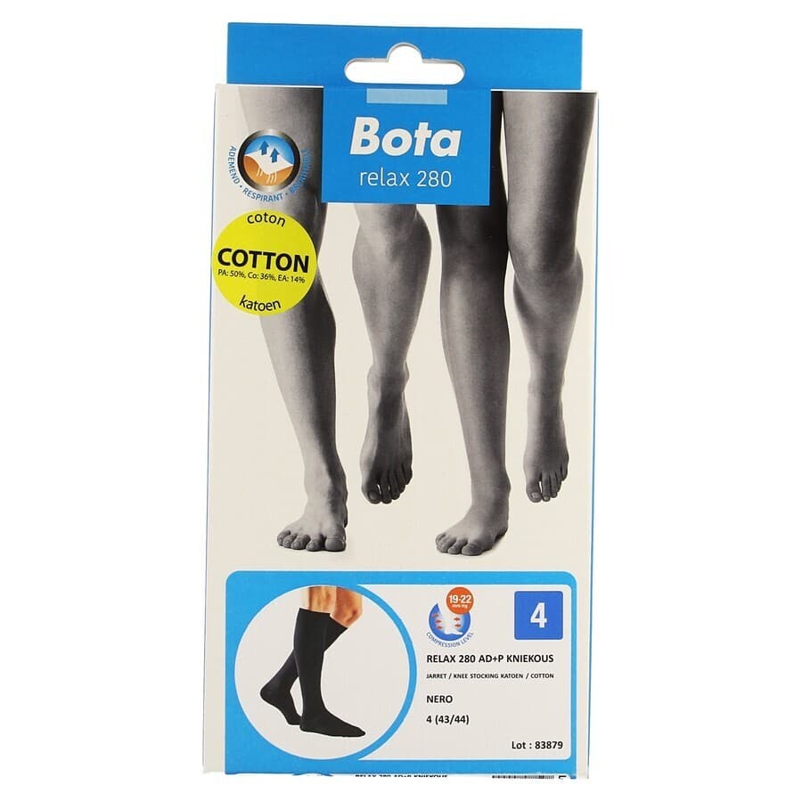Bota Relax 280 Katoen Korte Kous Zwart N4