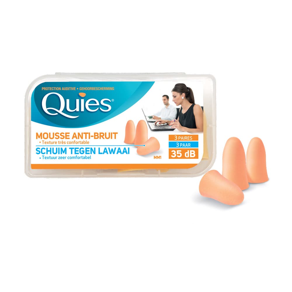 Quies Protection Auditive Mousse 3 Paires Bouchons D'Oreilles