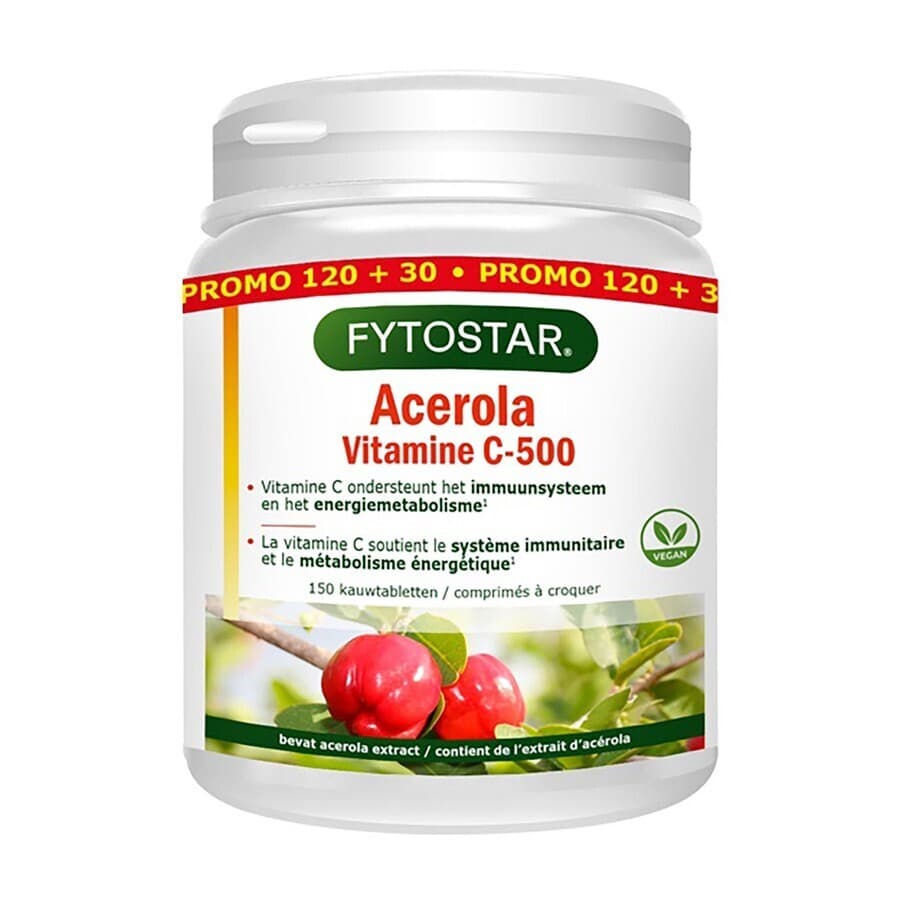 Acerola Vitamine C 500 120+30 Kauwtabletten Gratis