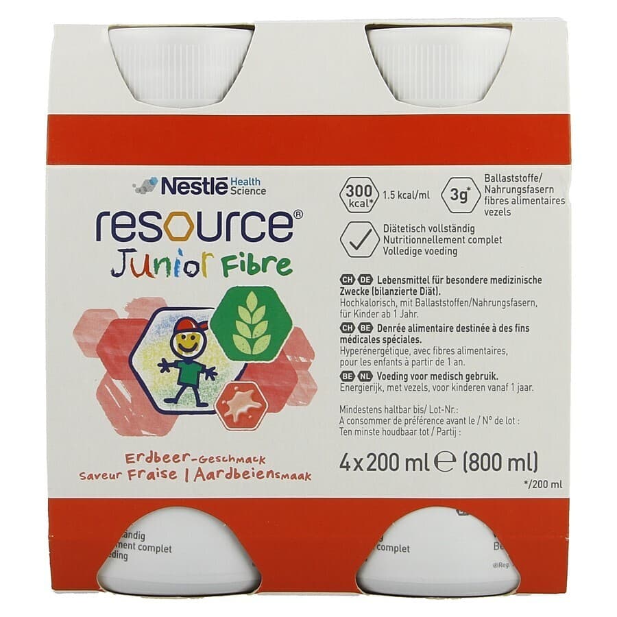 Resource Junior Fibre Aardbei 4x200ml
