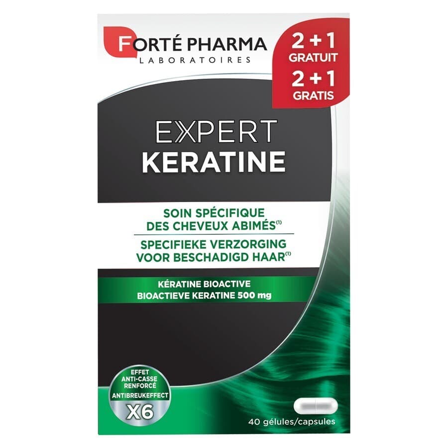 Forté Pharma Expert Keratine Voedingssupplement Beschadigd Haar 2+1 Gratis 120 Capsules