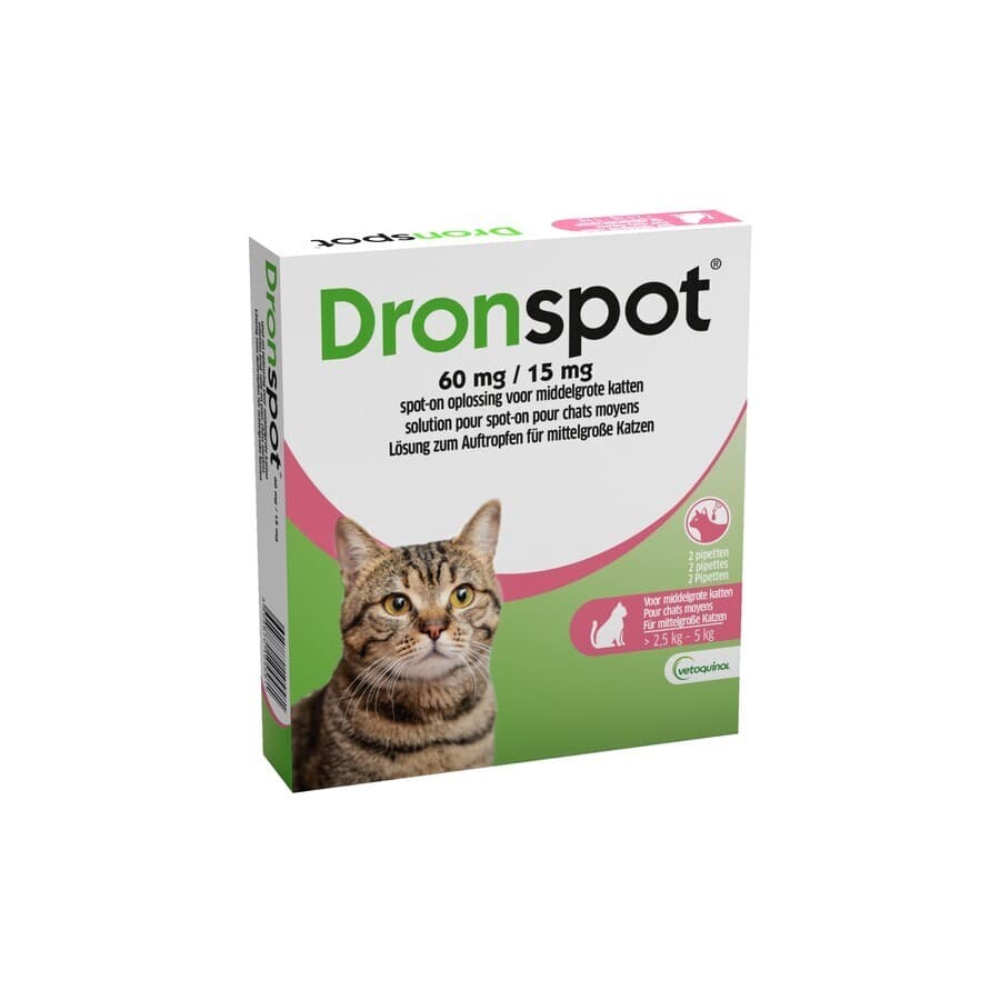 Dronspot 60mg/15mg Spot-on Oplossing Voor Middelgrote Katten Pipet
