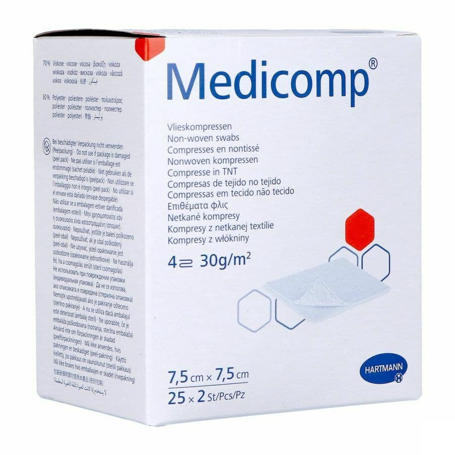 Medicomp Steriel Kompres 7,5 X 7,5 Cm 30 G 25x2 Stuks