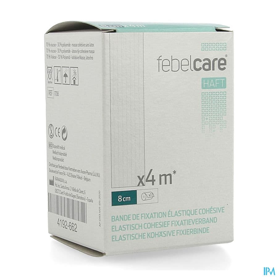 Febelcare Haft Bande Fix. Elastiq. Cohesive 8cmx4m