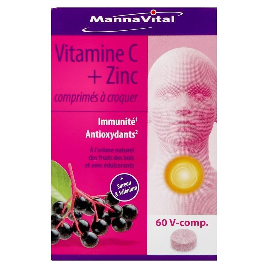 Mannavital Vitamine C + Zinc 60 Comprimés À Croquer