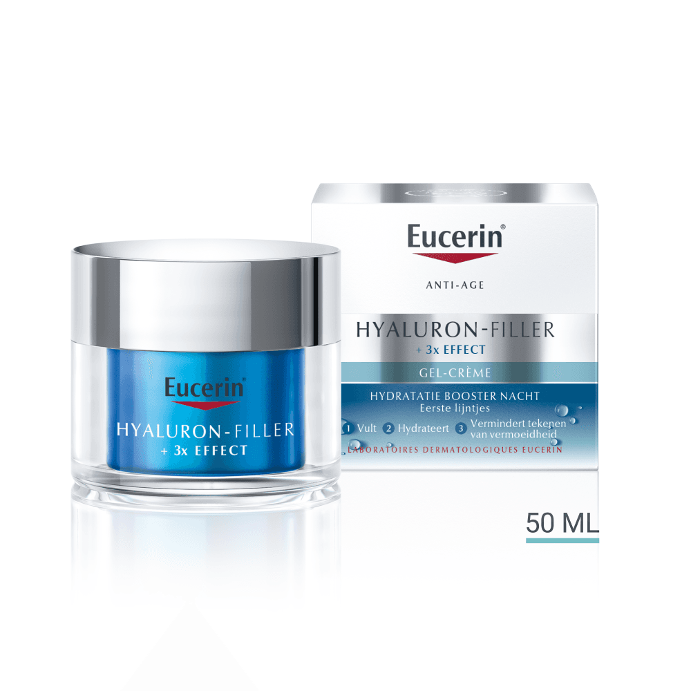 Eucerin Hyaluron-Filler + 3x Effect Hydratatie Booster Nacht Gel-Crème Anti-Age En Rimpels Pot 50ml