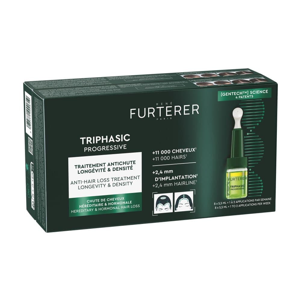 René Furterer Triphasic Progressive, Behandeling Tegen Haaruitval Voor Levensduur & Densiteit Erfelijke & Hormonale Haaruitval 8fl.
