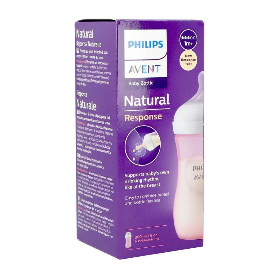 Avent Natural Response 3.0 Zuigfles 260 Ml Roze
