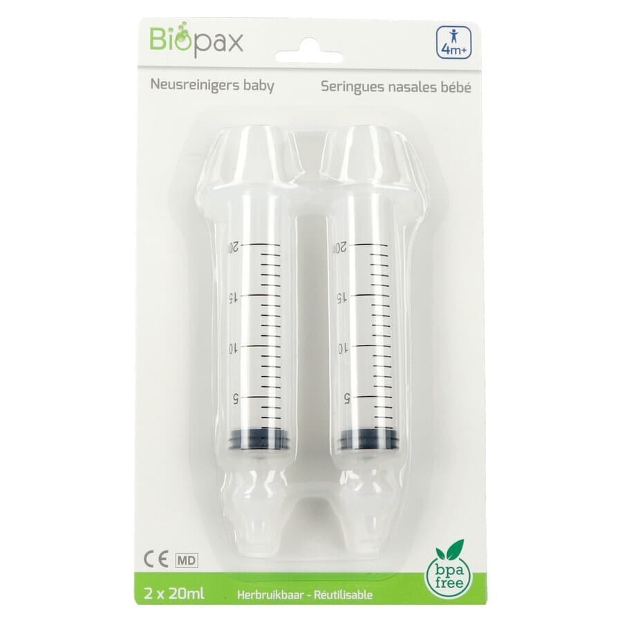 Biopax Seringue Nasale Bebe 4m+ 2x20ml + 2 Embouts