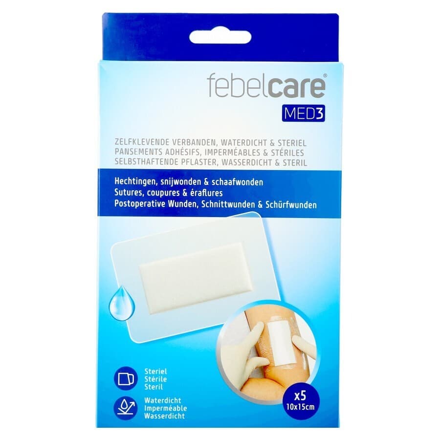 Febelcare Med3 Pans. Adh. Ster. Wtp 10x15cm 5
