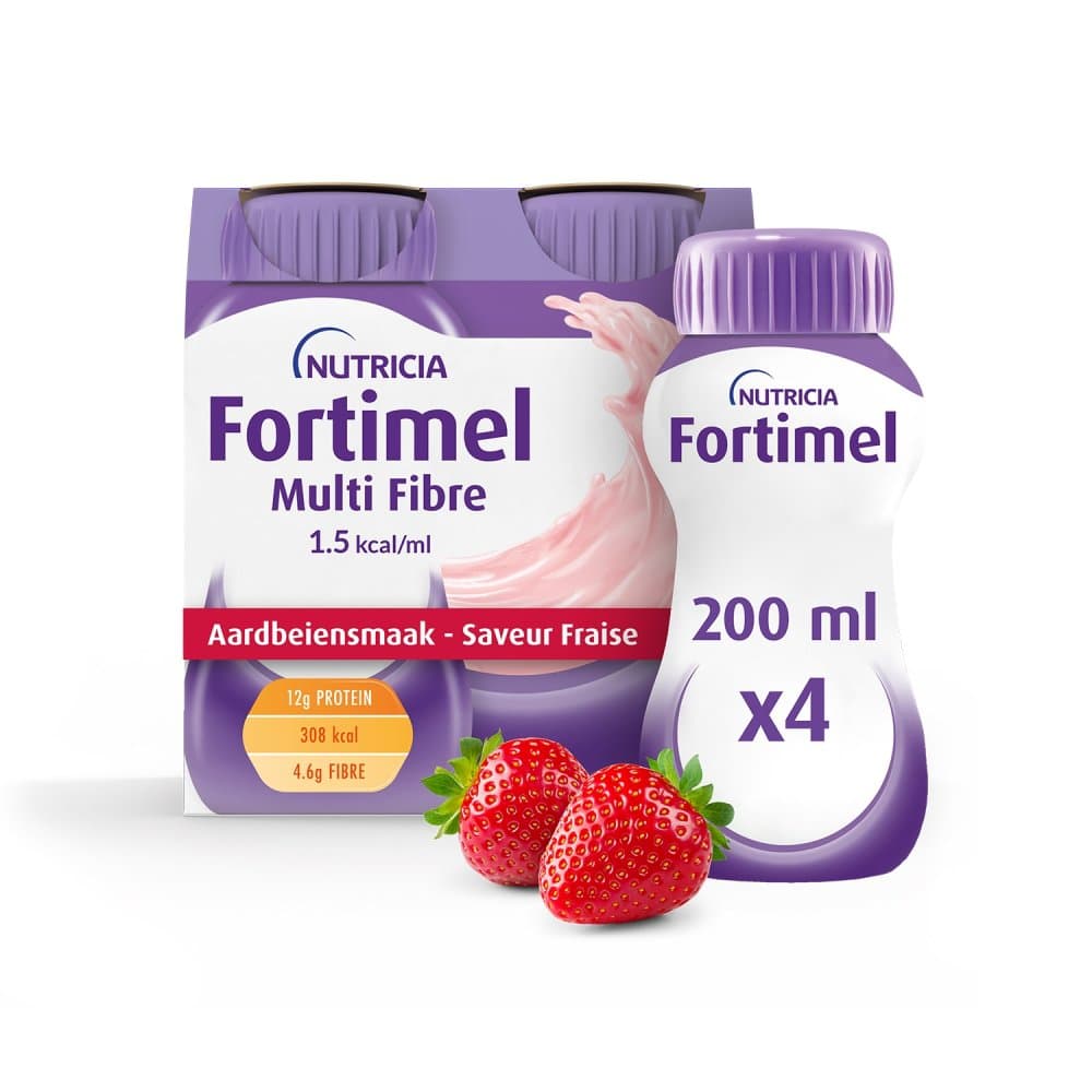 Fortimel Multifiber 1.5kcal aardbei 4x200ml