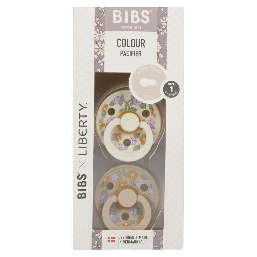 Bibs 1 Fopspeen Duo Liberty Garden Strawber.ivory2