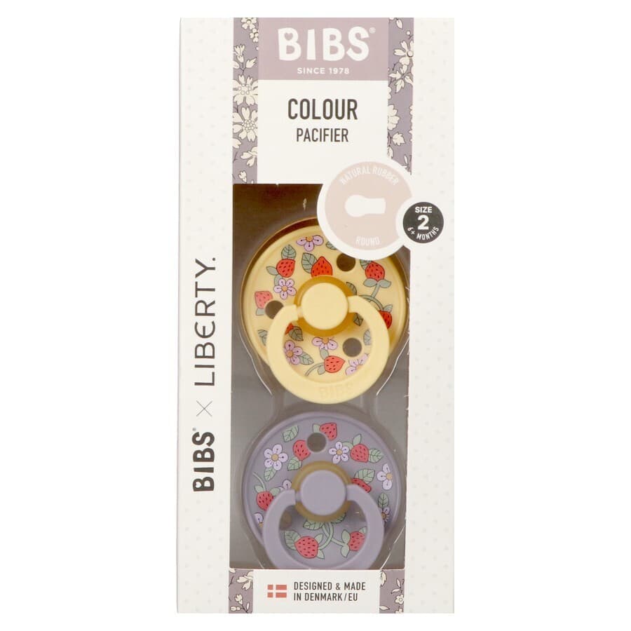 Bibs 2 Sucette Duo Liberty Garden Strawberry Pale2