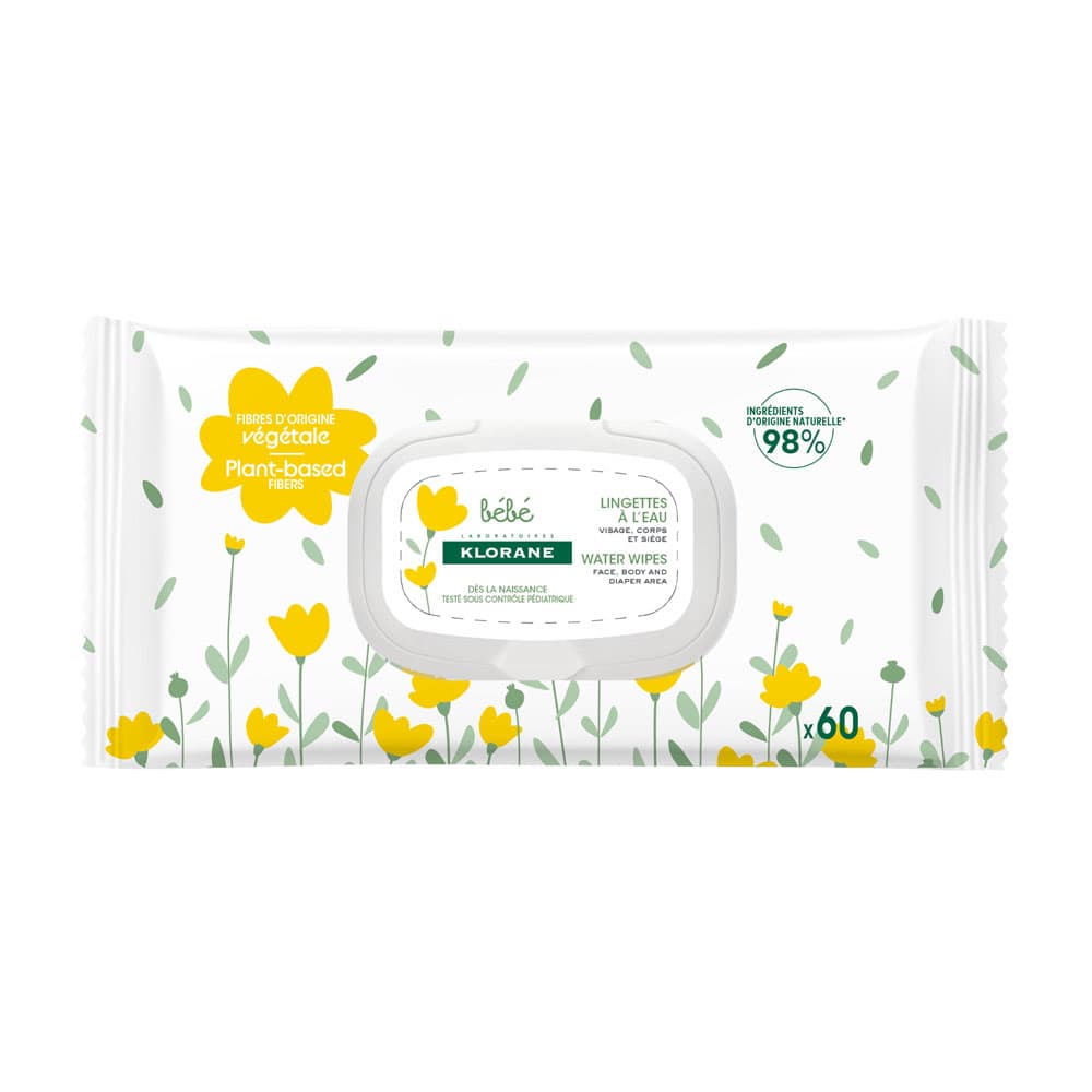 Klorane Bébé Lingettes Nettoyantes À L'eau 60 Pièces