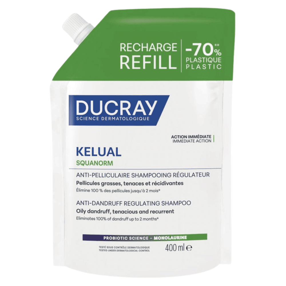Ducray Kelual Squanorm Shampooing Pellicules Grasse Refill 400 Ml