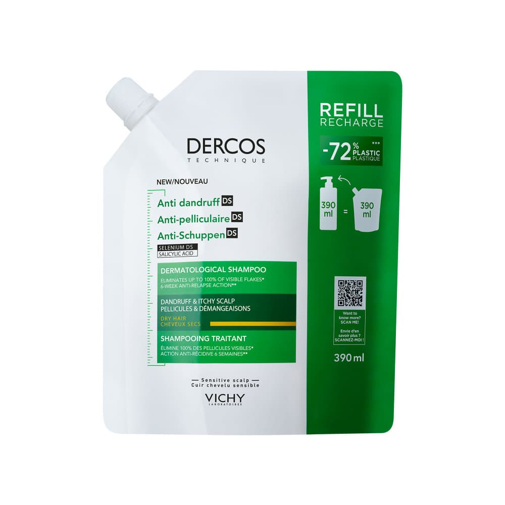 Vichy Dercos Shampooing Anti-Pelliculaire Recharge Cheveux Secs 390ml