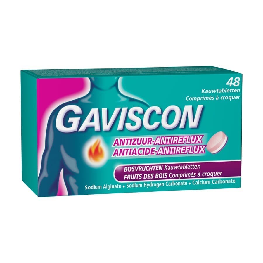 Gaviscon Anti-Acide Anti-Reflux Fruits Bois Comprimés Croquer 48
