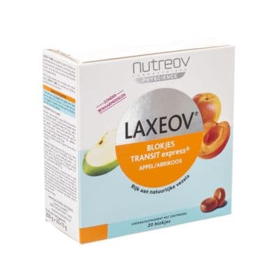 Nutreov Laxeov Transit Express Blokjes Appel-Abrikoos Kauwtabletten 20 stuks