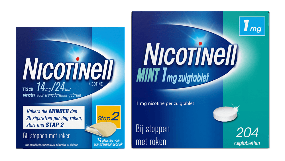Nicotinell Combineer Pleister 14 mg (14st) en Zuigtablet Mint 1 mg (204st) -