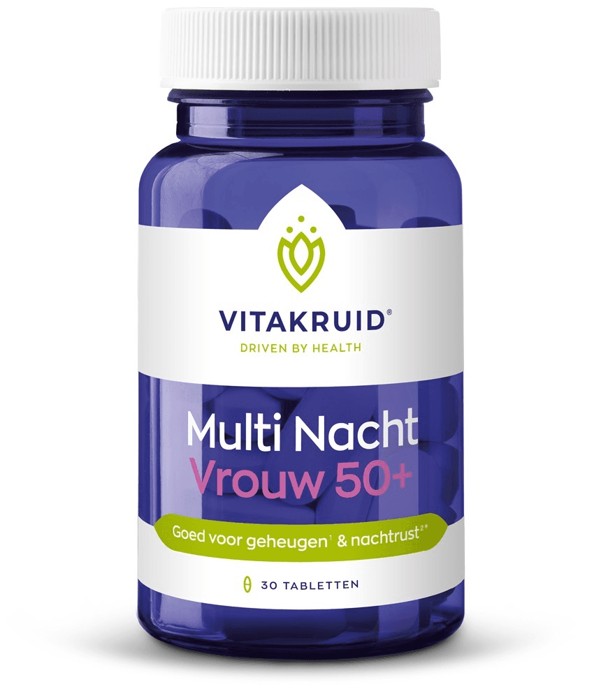 Vitakruid Multi Nacht Vrouw 50+ 100% Vegan Tabletten