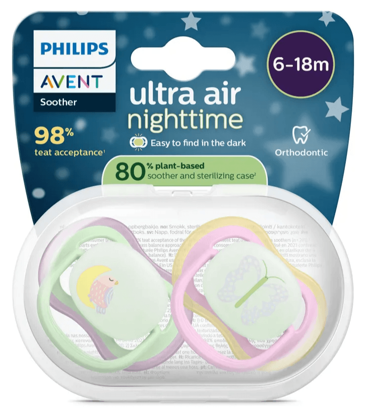 Avent Ultra Air Fopspeen Nacht Vogel 6-18M