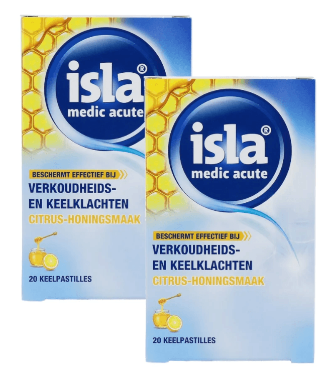 Isla Medic Acute Citrus Honing Keelpastilles - bij verkoudheids- en keelklachten Duoverpakking