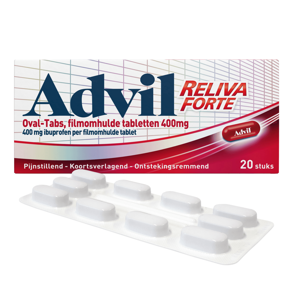 Advil Reliva Forte Oval Tabs 400 mg - voor pijn en koorts