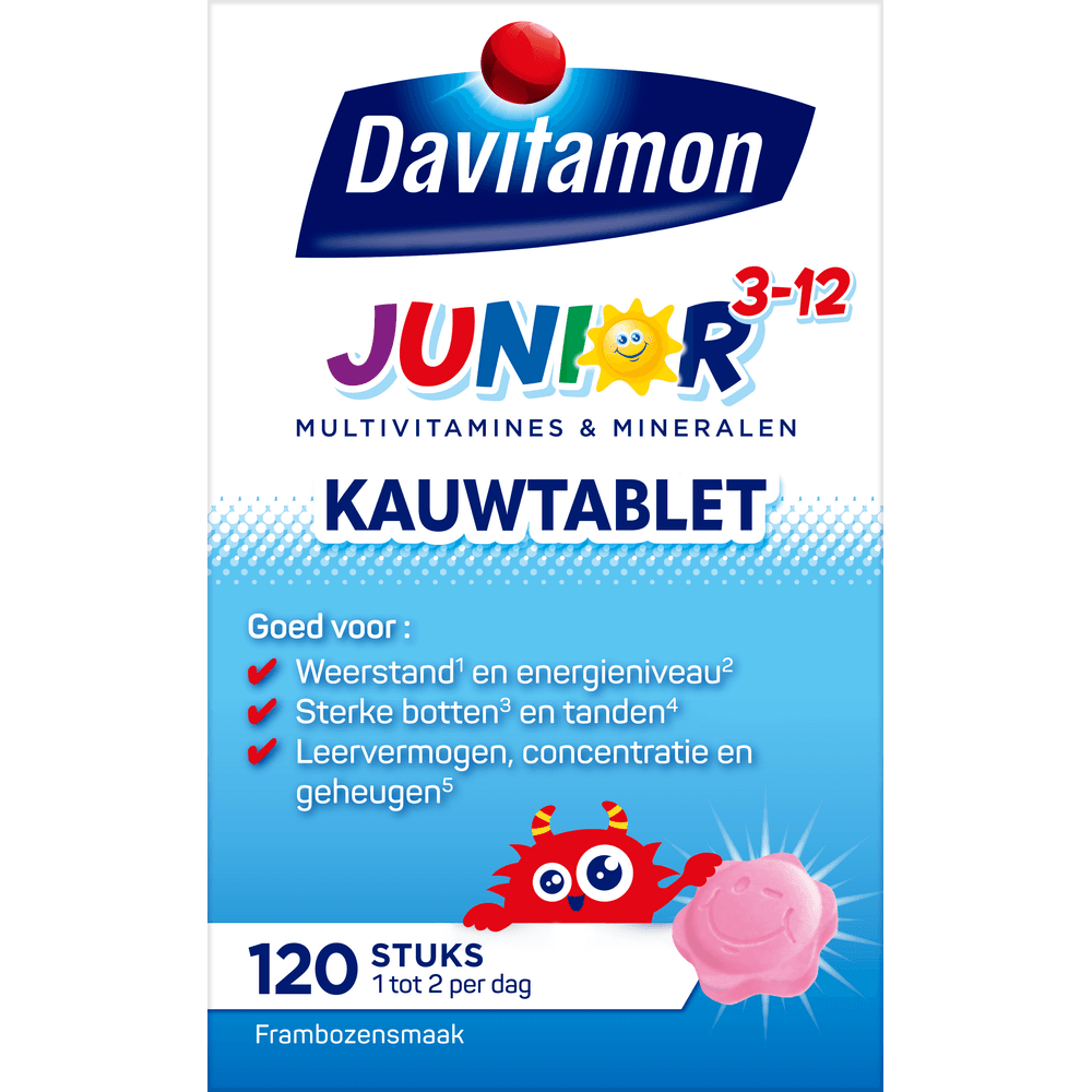 Davitamon Junior 3+ Kauw Vitamines Framboos