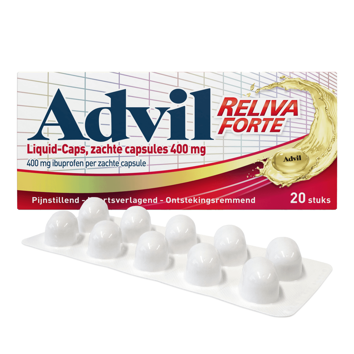 Advil Reliva Forte Liquid Capsules 400 mg - voor pijn en koorts