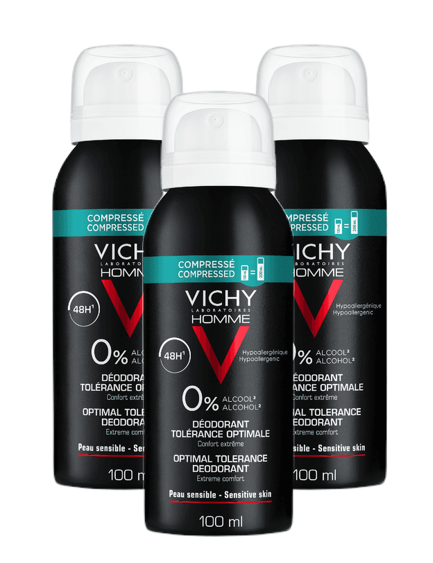 Vichy Homme Deodorant Spray 48u Compressed voor mannen Voordeelverpakking