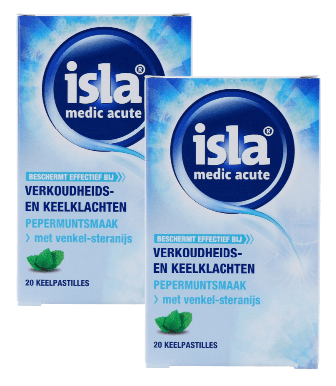 Isla Medic Acute Keelpastilles Pepermunt - bij verkoudheids- en keelklachten Duoverpakking