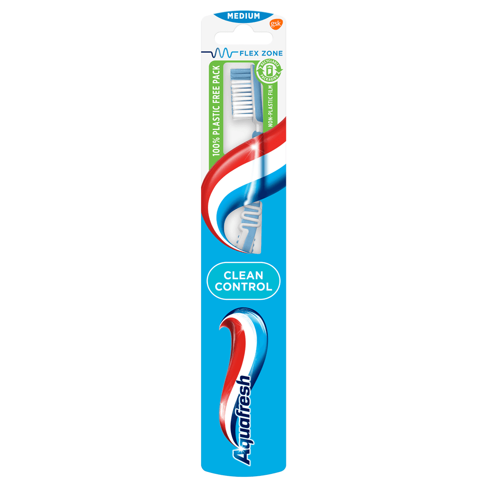 Aquafresh Clean Control Tandenborstel Medium - in 100% plasticvrije verpakking