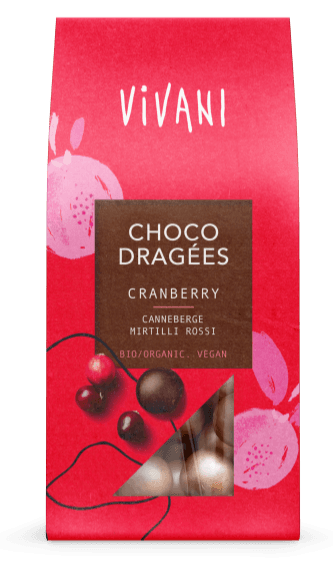 Vivani Choco Dragées Cranberry