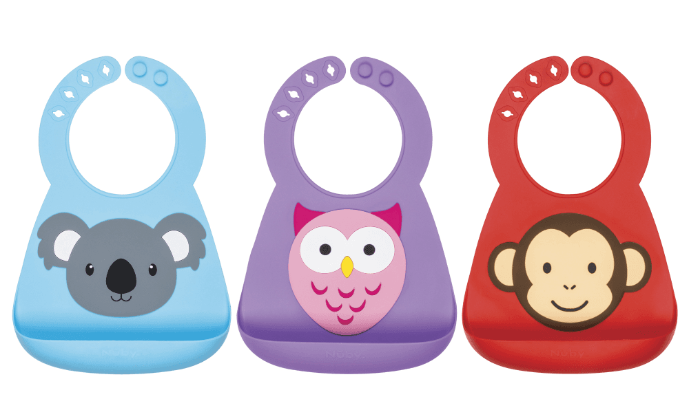 Nuby 3D Silicone Slabbetje met Dierendesigns