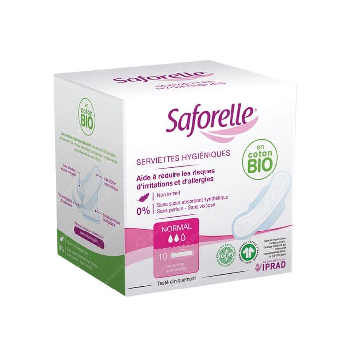 Saforelle Coton BIO Maandverbanden Normaal 10 Stuks