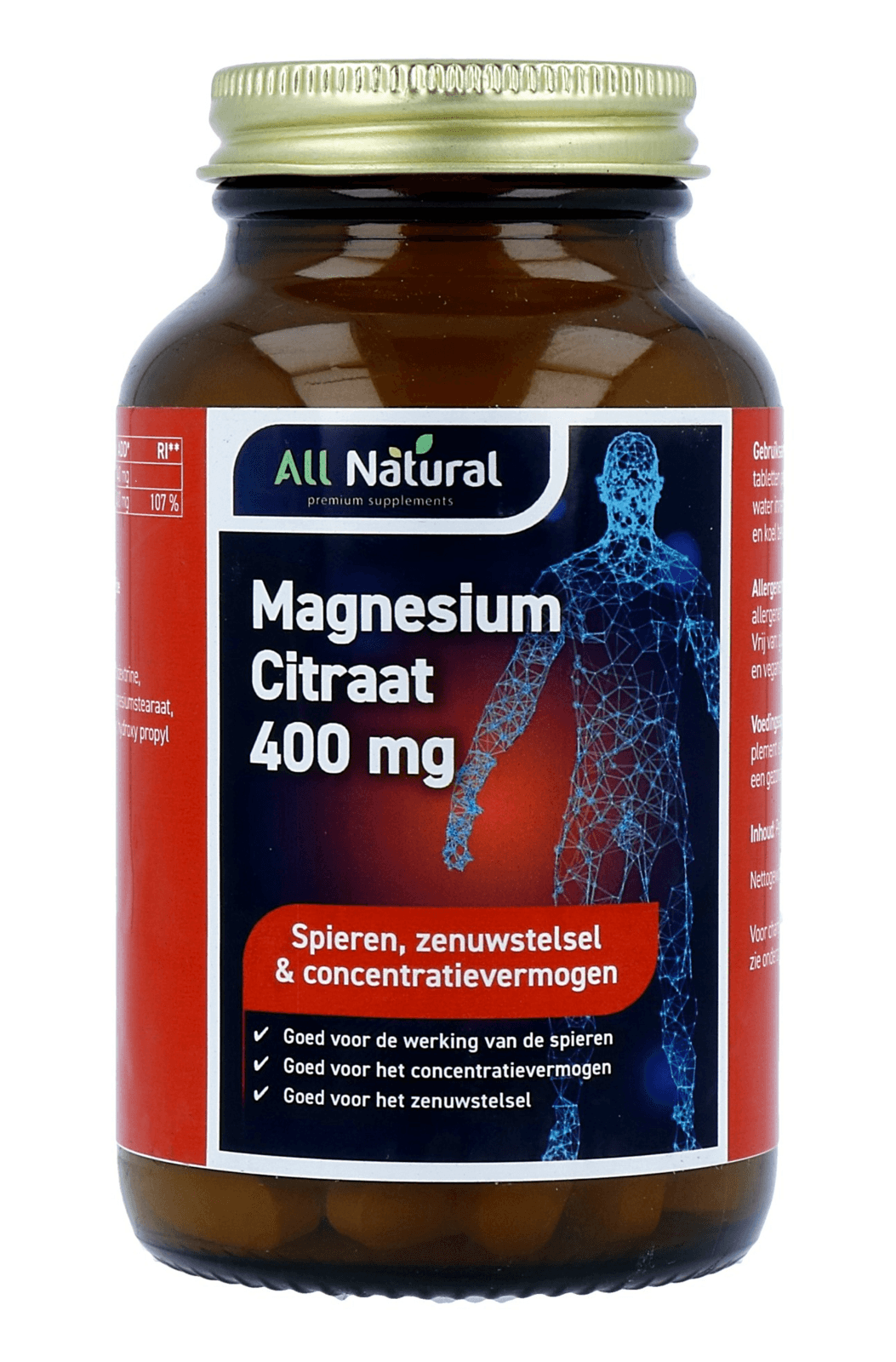 All Natural Magnesium Citraat 400 mg Tabletten