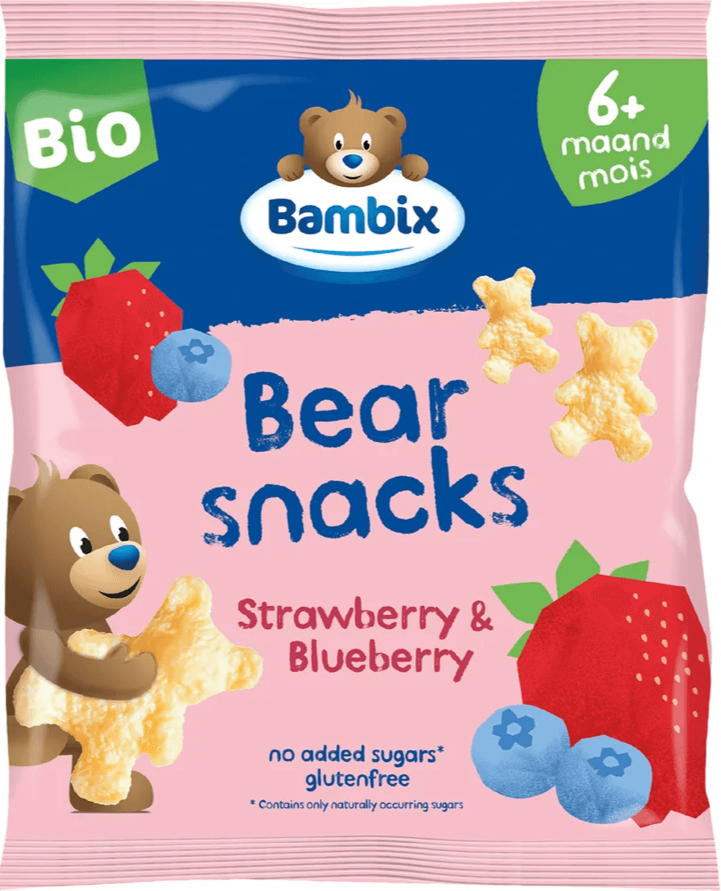 Bambix Bearsnacks Aardbei & Bosbes 6M+ Bio