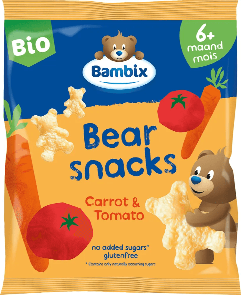 Bambix Bearsnacks Wortel & Tomaat 6M+ Bio