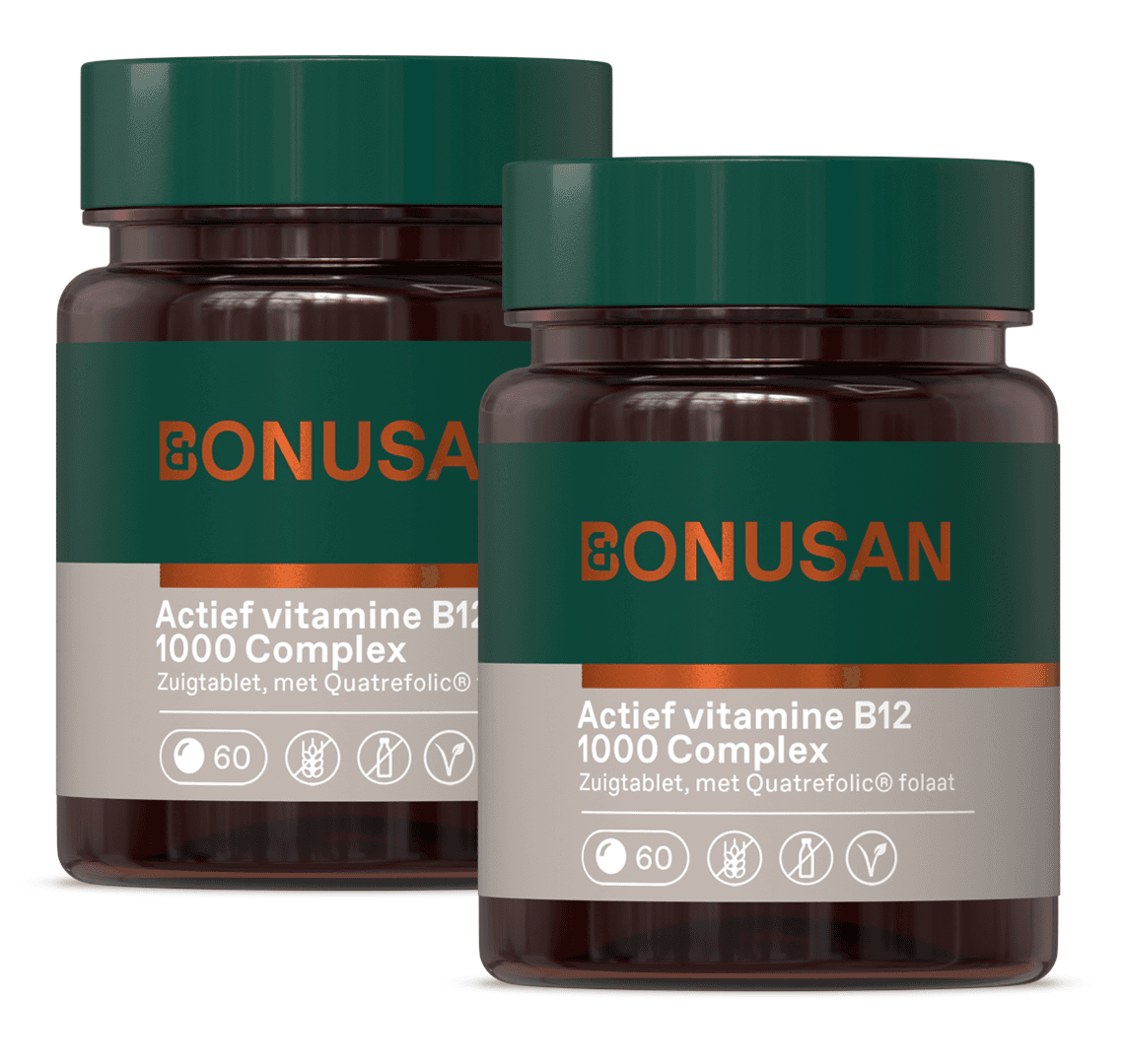 Bonusan Actief vitamine B12 1000 Complex Zuigtabletten Duoverpakking