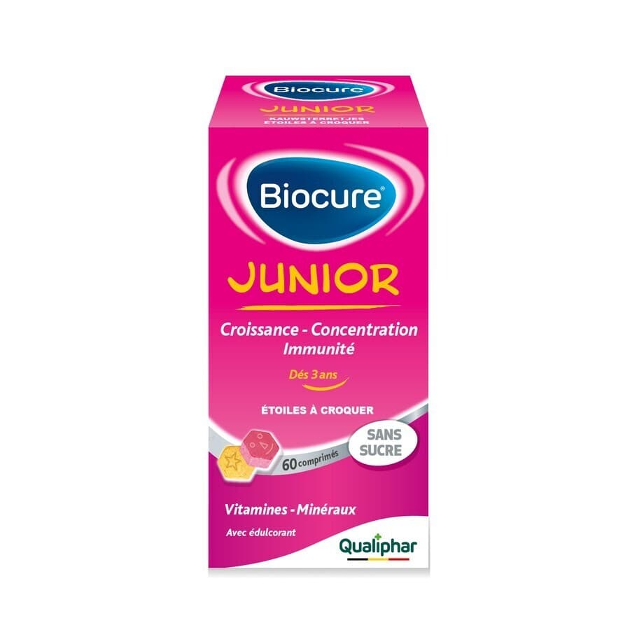 Biocure Junior Etoiles A Croquer 60 Pcs | Vitamines Pour Croissance, Concentration Et Immunité
