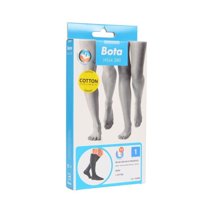 Bota Relax 280 Katoen Korte Kous Zwart N1
