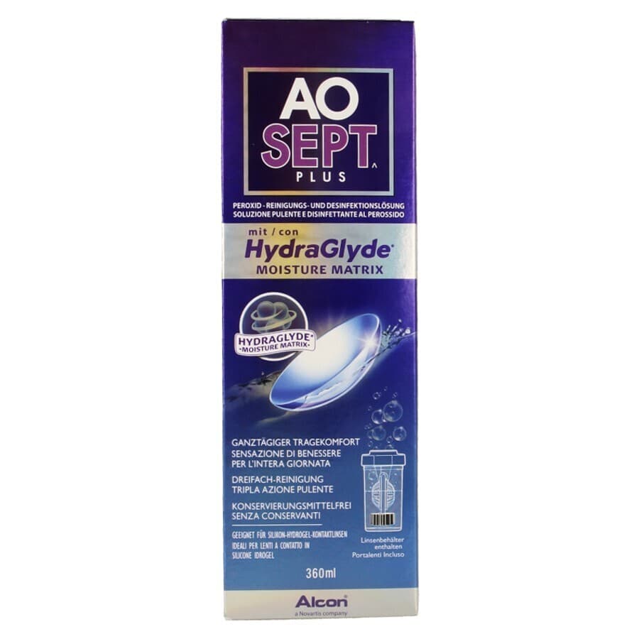 Aosept Plus Avec Hydraglyde 1x360ml + 1 Lenscase