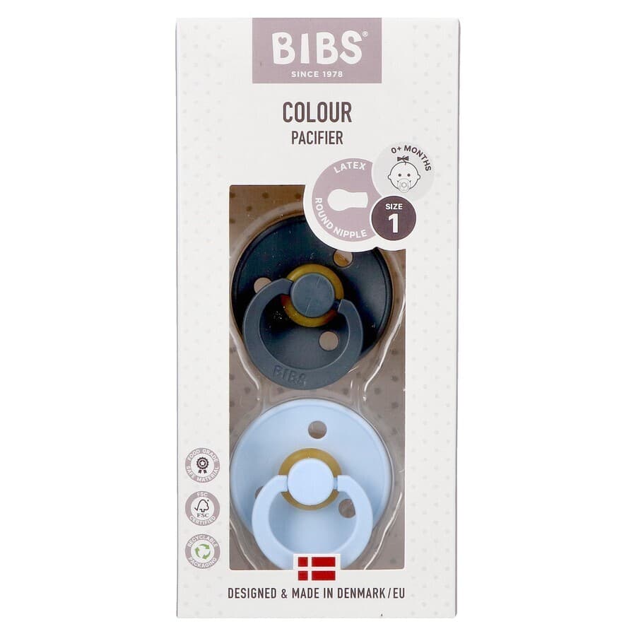 BIBS Fopspeen 0-6 Maanden Iron/Baby Blue